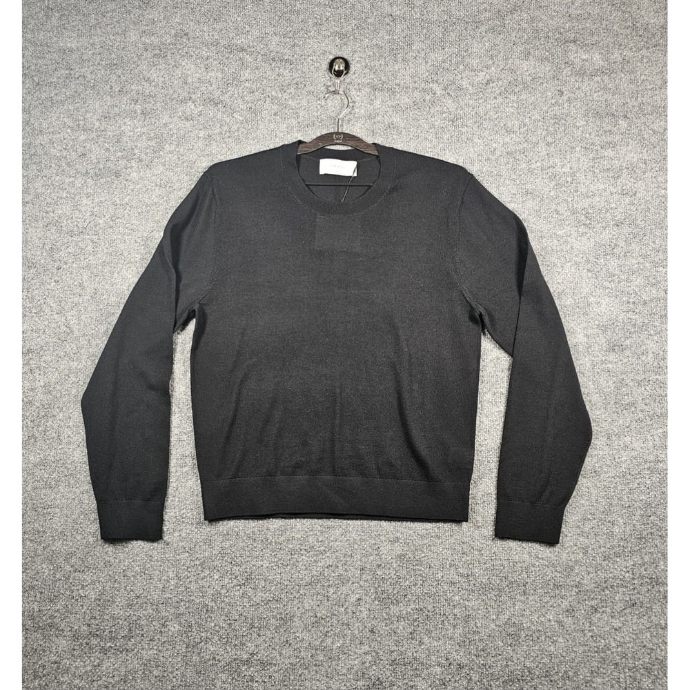 Sold Out NYC The Refined Crew Sweater In Black 100% Merino Wool Size Large